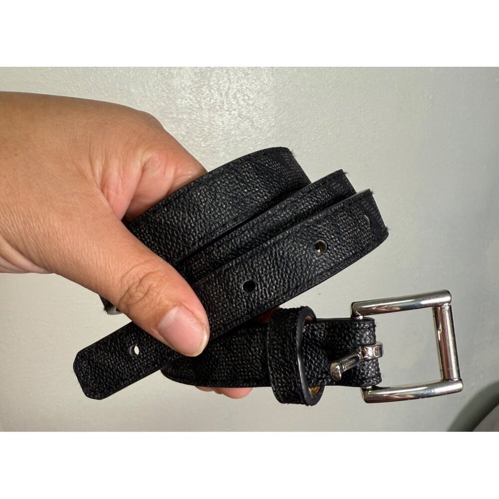 MICHAEL KORS Black Womens Mk Signature Logo Monogram Belt Medium Casual Wear